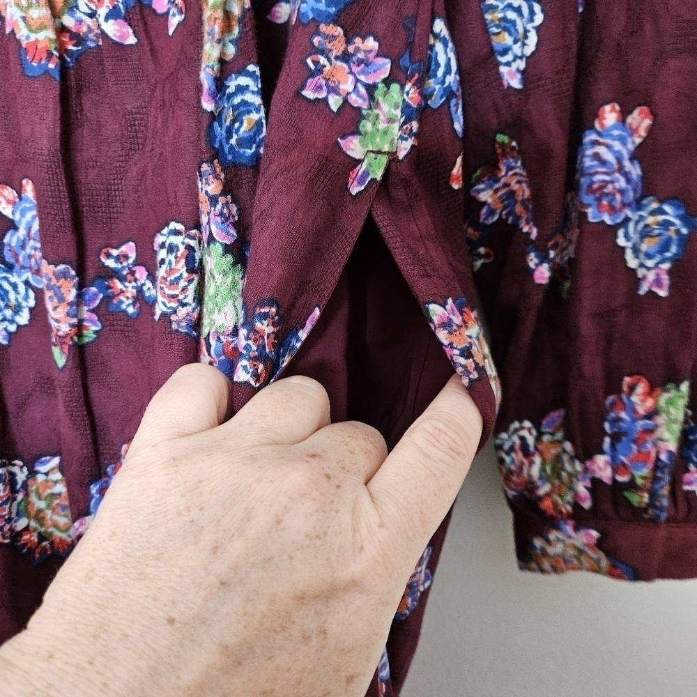 By Anthropology Mini tunic dress purple floral fit flare long sleeves size XS - Picture 9 of 11